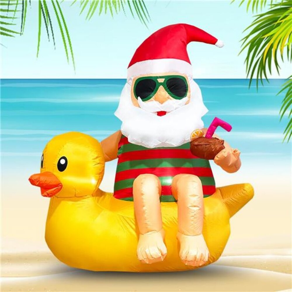 4.5FT Christmas Inflatable Outdoor Decoration Santa on Duck Inflatable